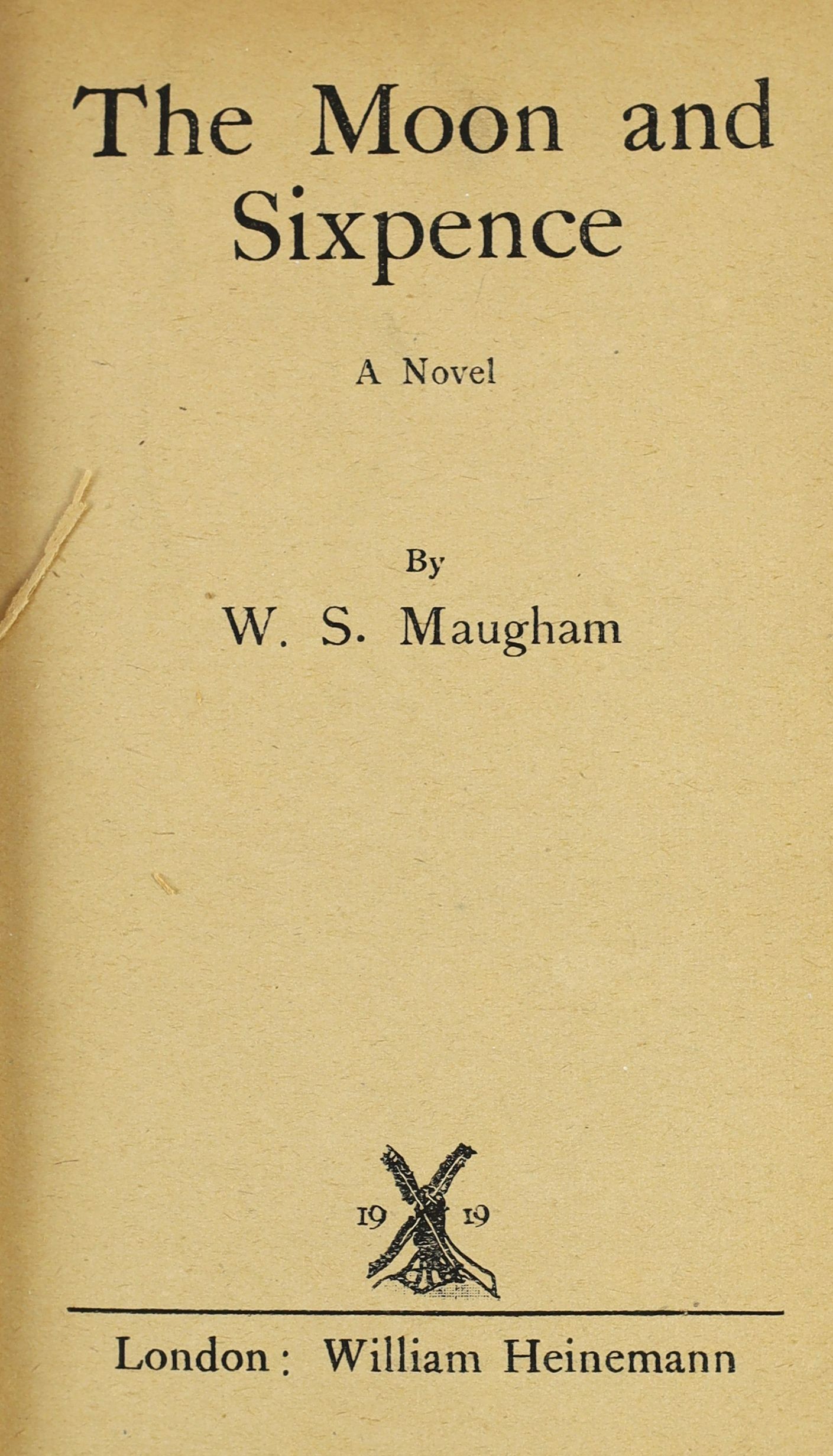 Maugham, William Somerset - The Moon and Sixpence, 1st edition, 8vo, quarter calf, William Heinemann, London, 1919